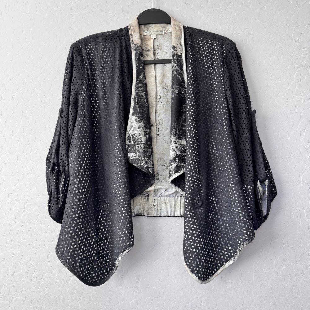 Alberto Makali Large New York Paris Milano Black Laser Cut Jacket